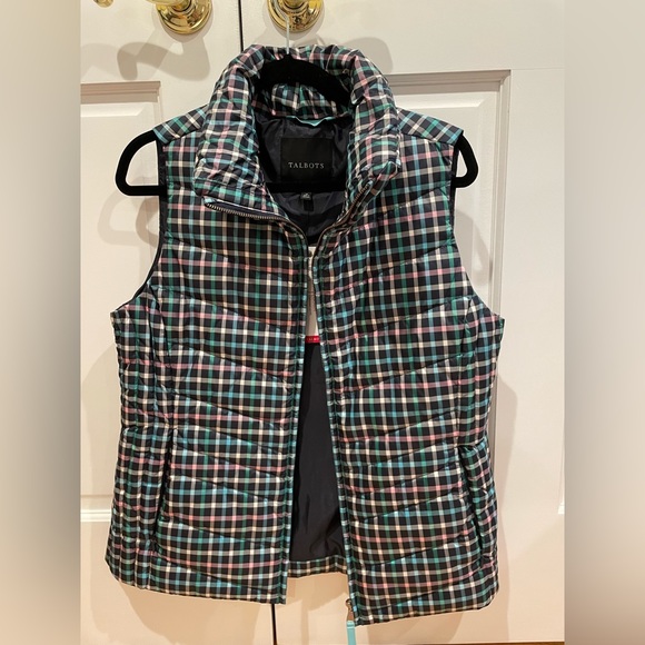 Talbots Jackets & Blazers - Talbots NWT down vest. Multicolored windowpane check. Size M